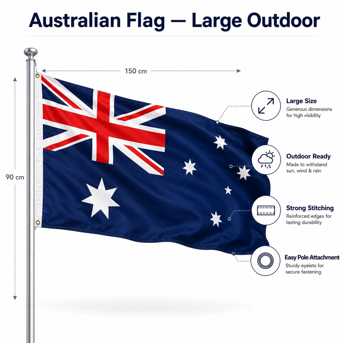 Australian Flag — Large Outdoor (90×180cm)